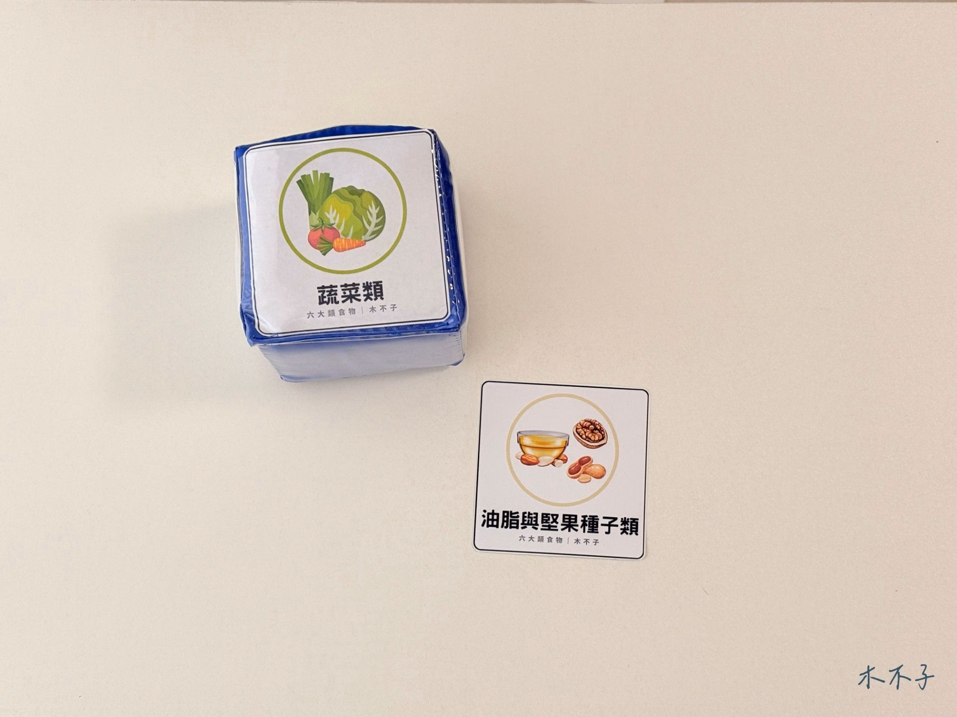 六大類食物骰子與油脂與堅果種子類圖卡模組展示